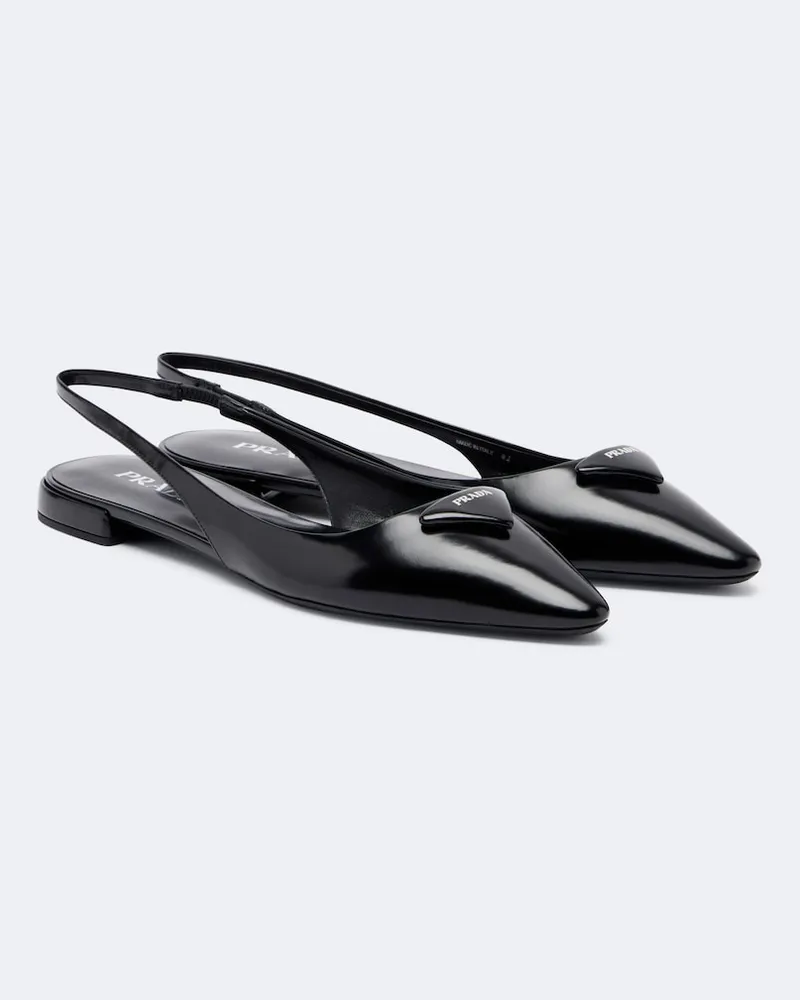 Prada Slingback-Ballerinas aus Leder Schwarz