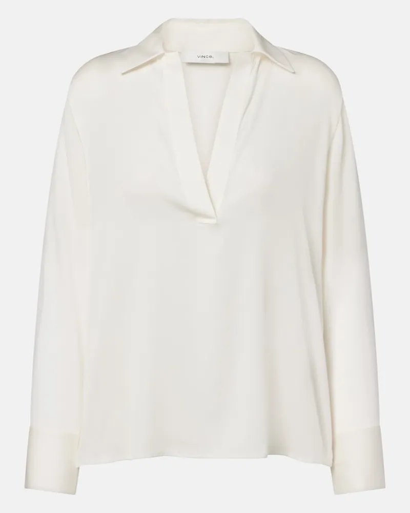 Vince Bluse aus einem Seidengemisch Weiß