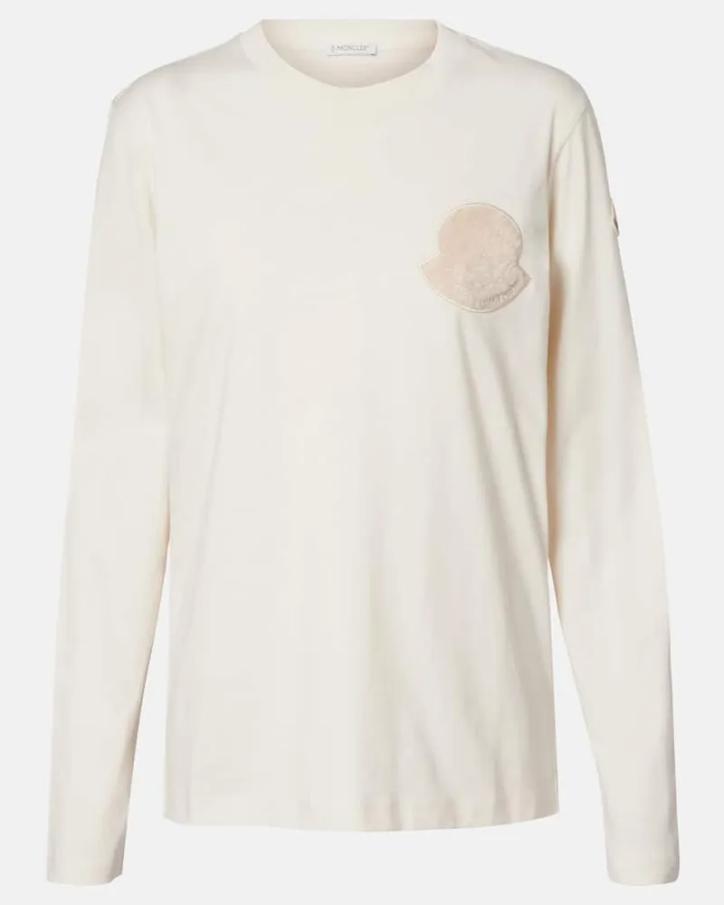 Moncler Longsleeve aus Baumwoll-Jersey Weiß