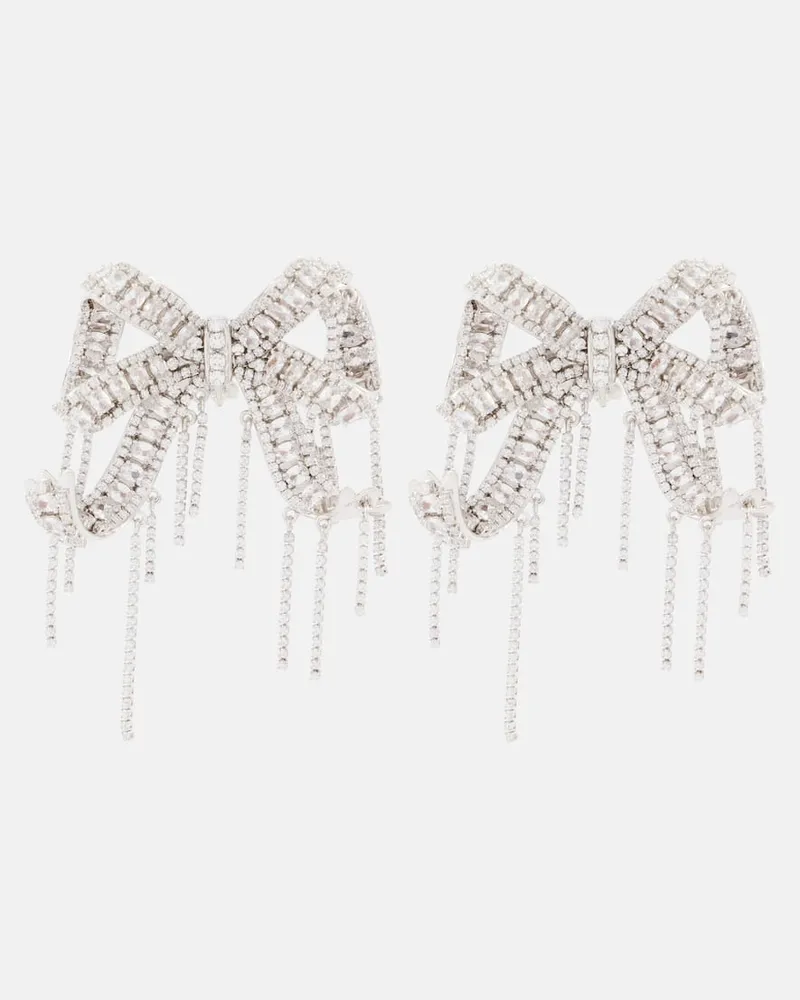 Self-Portrait Clip-Ohrringe mit Kristallen Silber