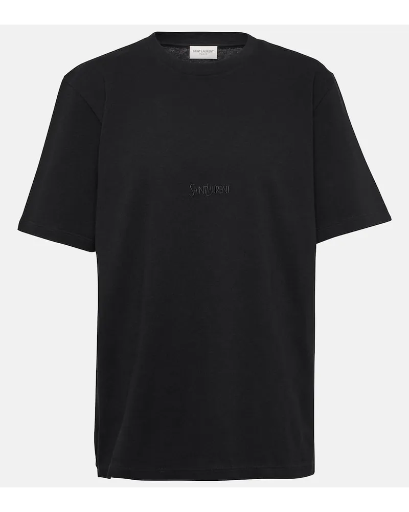 Saint Laurent Oversize-T-Shirt aus Baumwolle Schwarz