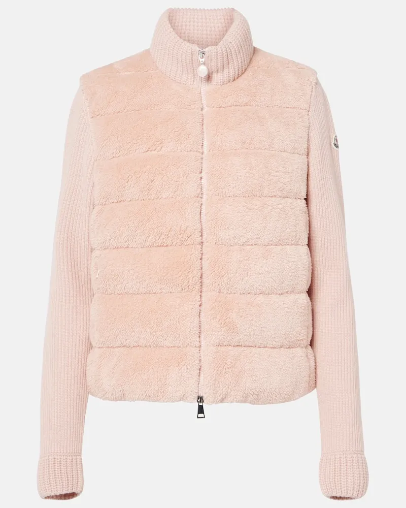Moncler Daunenjacke aus Faux Fur und Schurwolle Grau
