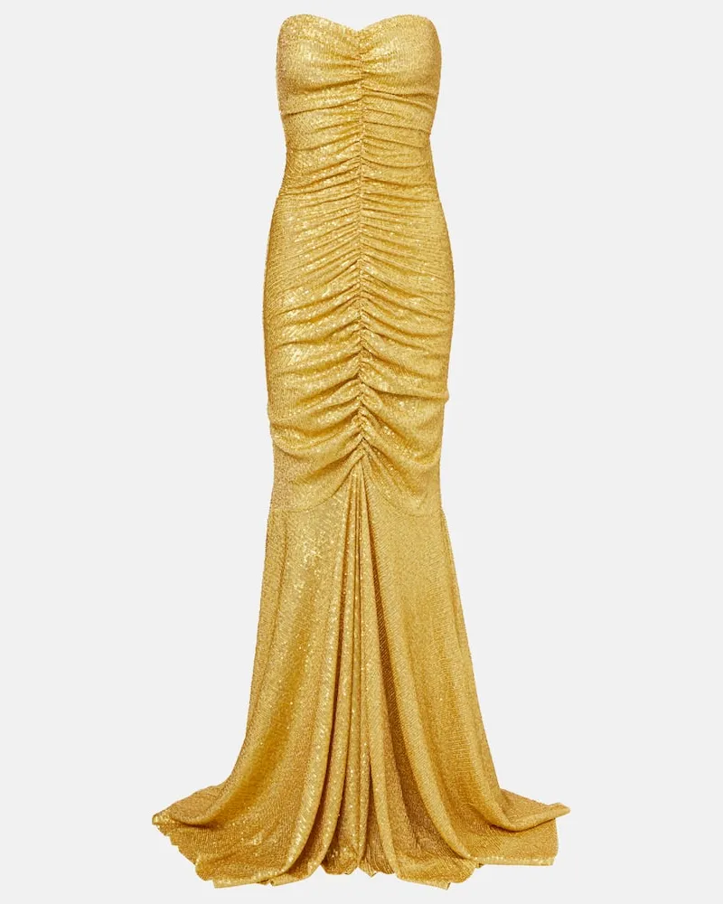 Norma Kamali Verzierte Robe mit Pailletten Gelb