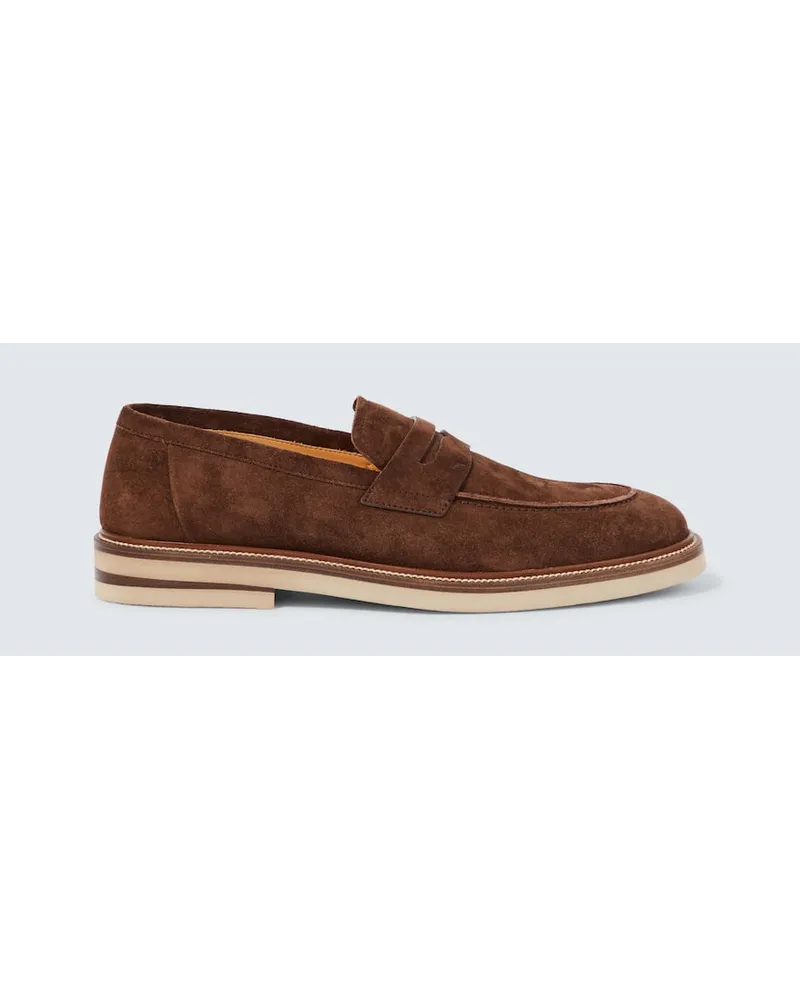 Brunello Cucinelli Loafers aus Veloursleder Braun