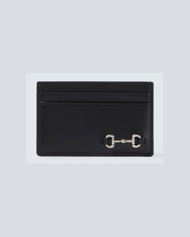 Gucci Kartenetui Horsebit aus Leder Schwarz