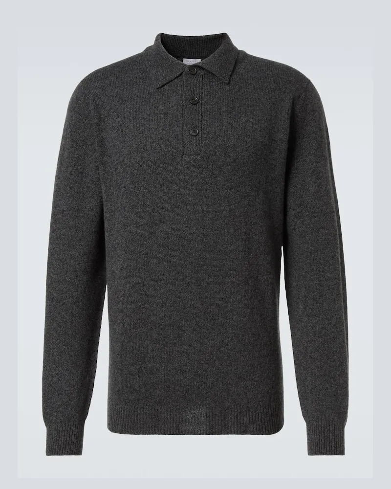 Sunspel Polopullover aus Wolle Grau
