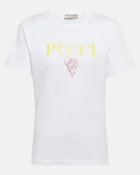 Emilio Pucci Bedrucktes T-Shirt aus Baumwolle Weiss