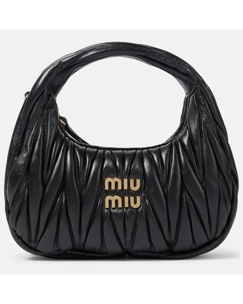 Miu Miu Tote Wander Mini aus Matelasse-Leder Schwarz