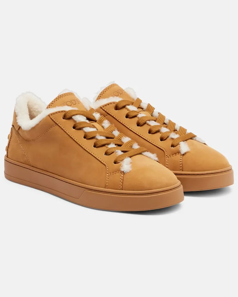 TOD'S Sneakers Classic aus Veloursleder mit Shearling Braun