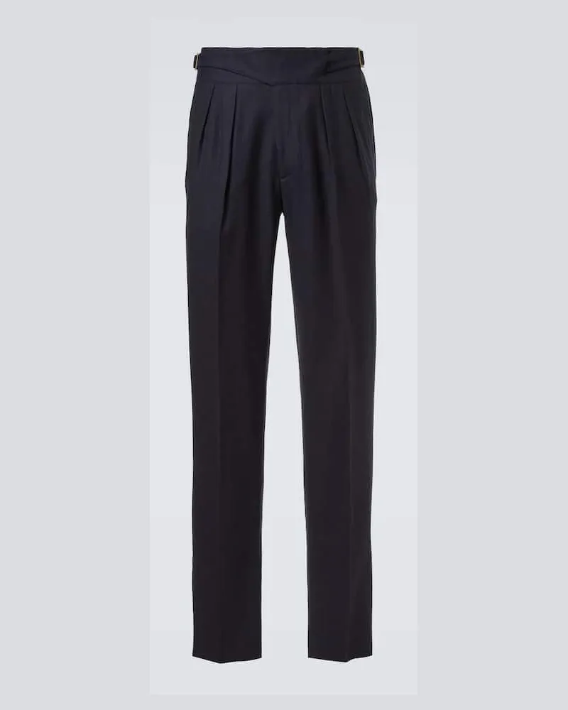 Rubinacci Hose aus Schurwollflanell Blau