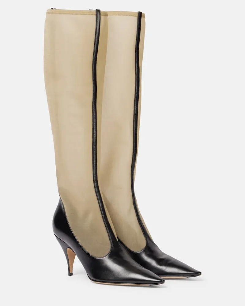 The Row Stiefel aus Mesh und Leder Schwarz