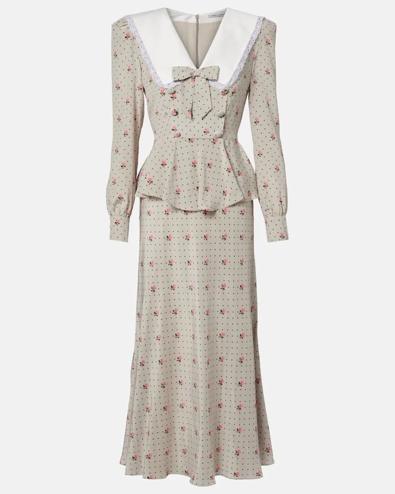 Alessandra Rich Midikleid aus Seide Grau