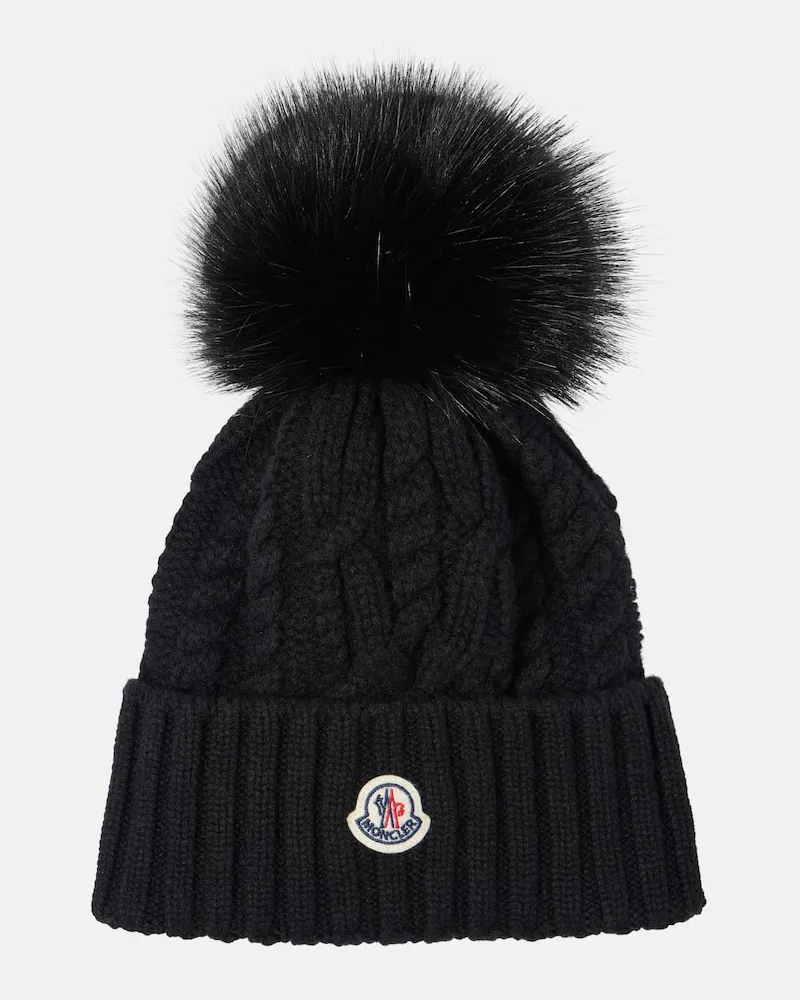 Moncler Muetze aus Wolle und Kaschmir Schwarz