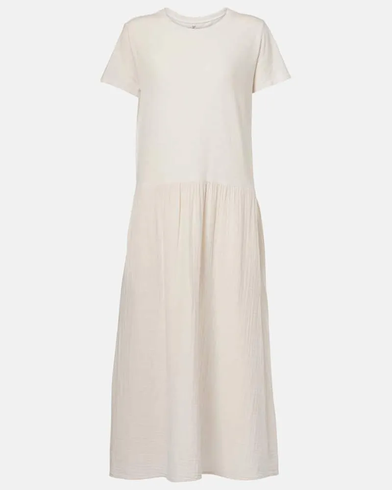 Velvet Midikleid aus Baumwolle Weiß