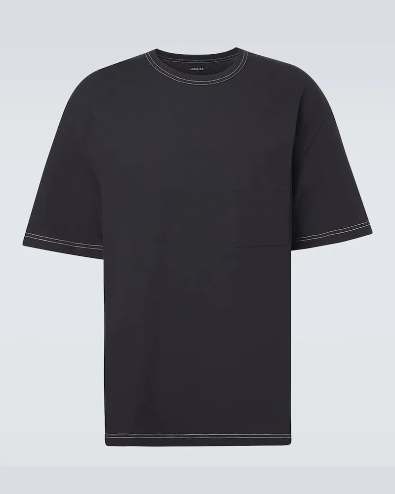 Christophe Lemaire T-Shirt aus Baumwolle und Leinen Blau