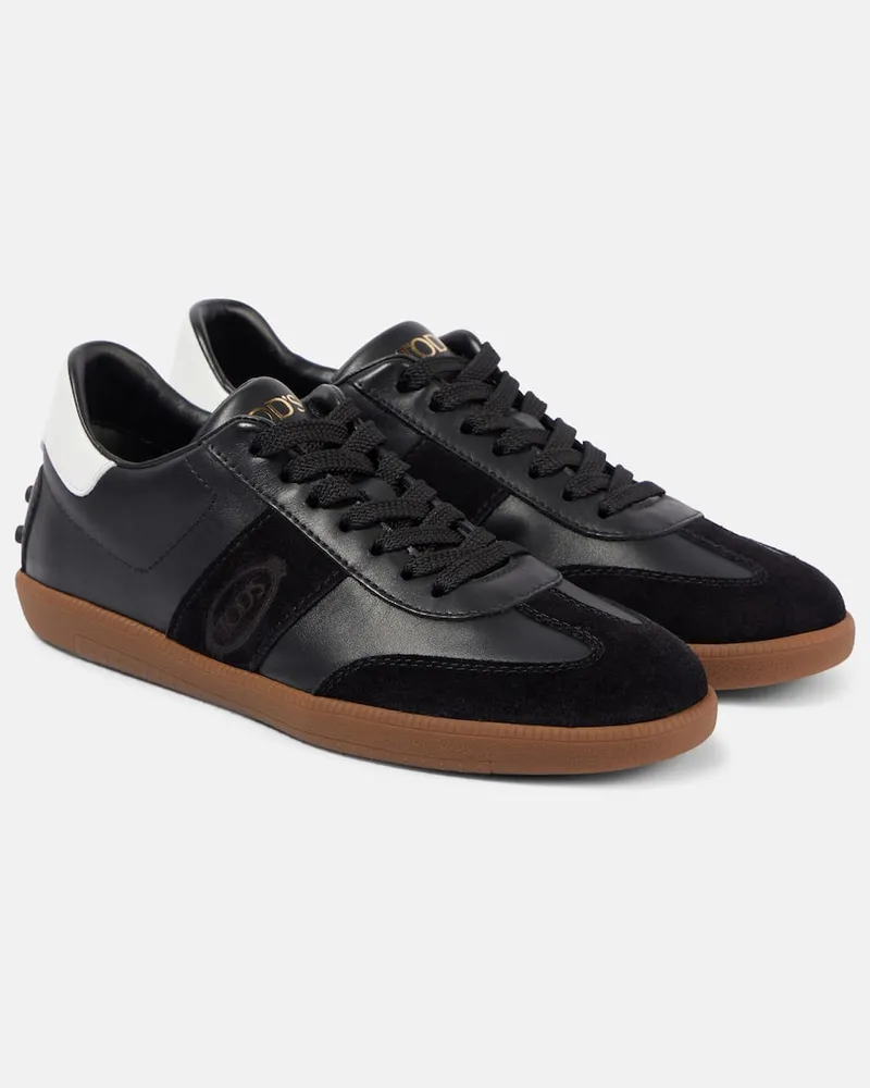 TOD'S Sneakers aus Leder mit Veloursleder Schwarz
