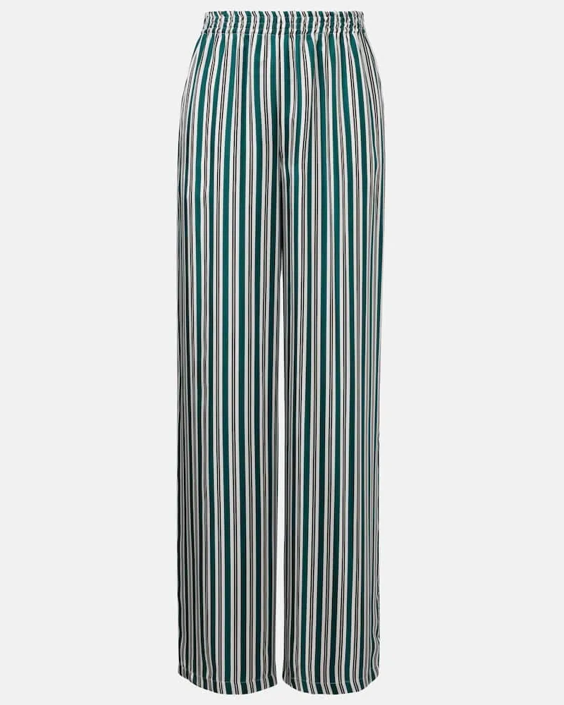 Max Mara Weite Hose Ladino aus Seiden-Twill Multicolor