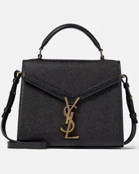 Saint Laurent Tote Cassandra Mini aus Leder Schwarz