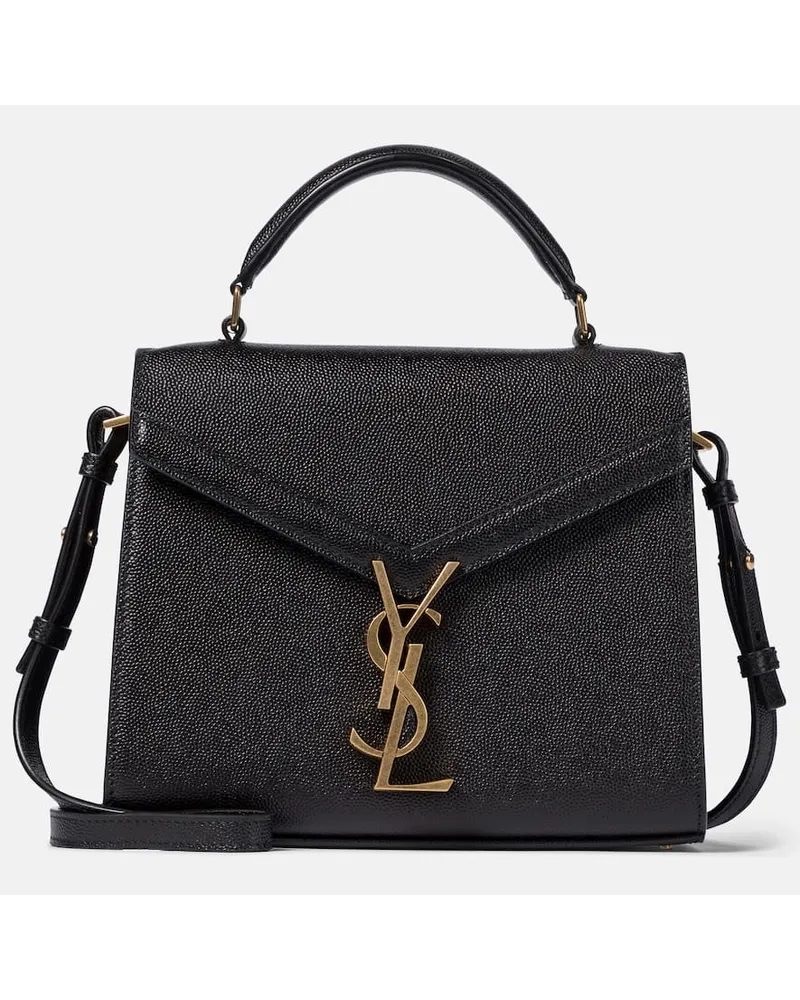 Saint Laurent Tote Cassandre Mini aus Leder Schwarz