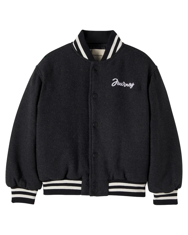 The New Society Collegejacke Leo aus einem Wollgemisch Schwarz