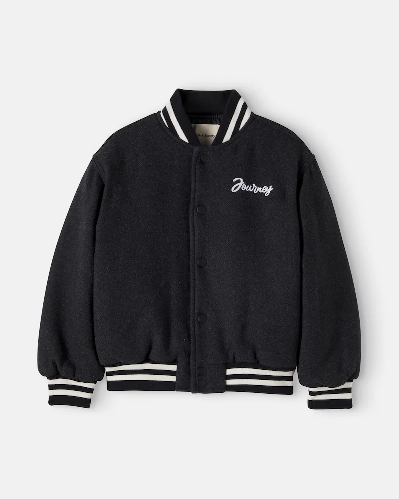 The New Society Collegejacke Leo aus einem Wollgemisch Schwarz