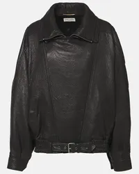 Saint Laurent Oversize-Lederjacke Braun