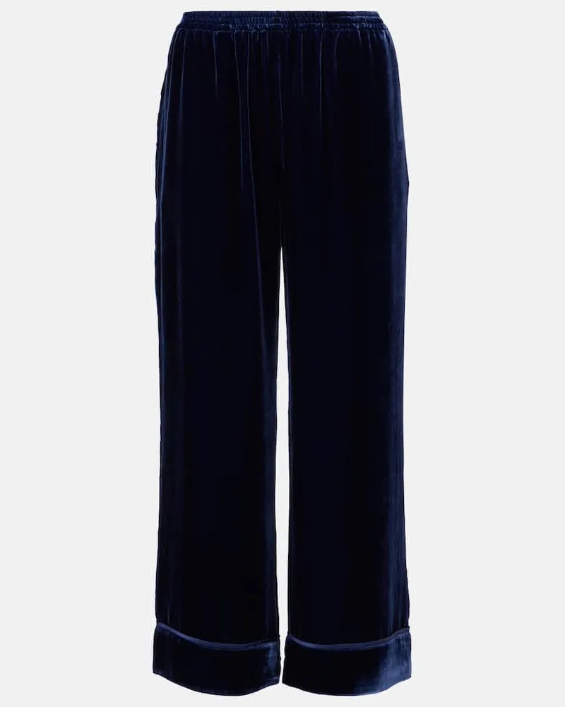 ASCENO Weite Mid-Rise-Hose Brescia aus Samt Blau