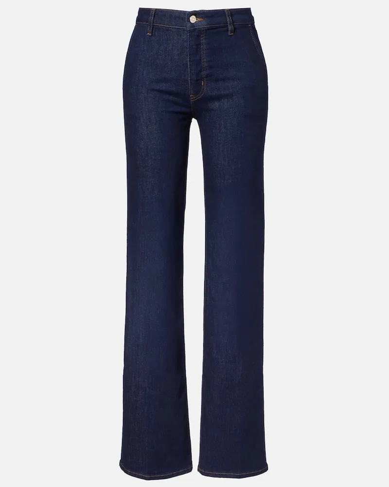 Frame Denim High-Rise Straight Jeans Blau