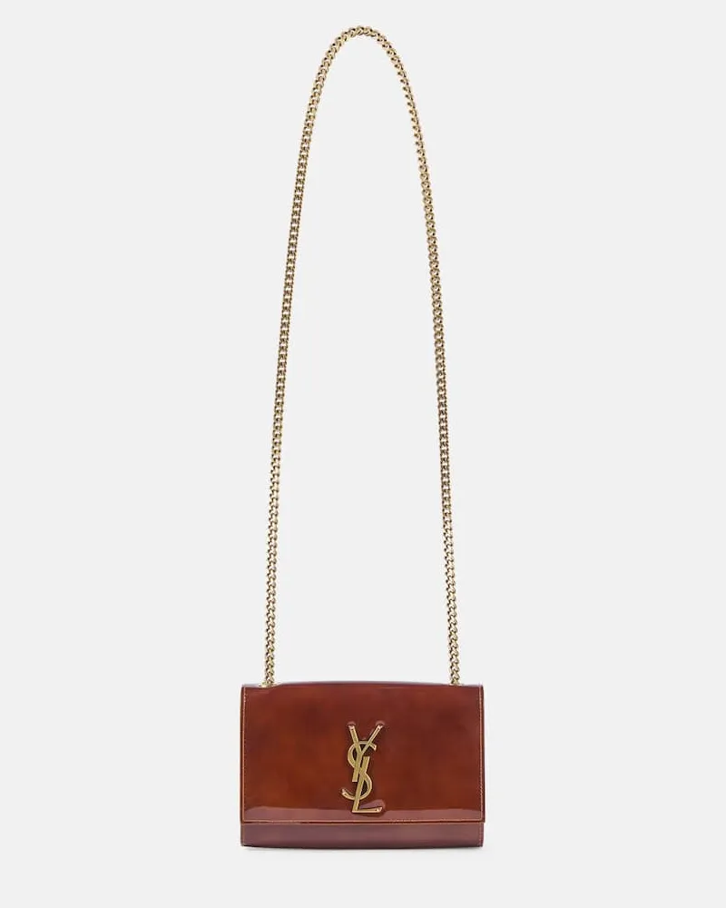 Saint Laurent Portemonnaie mit Kettenriemen Kate Small Burgunderrot