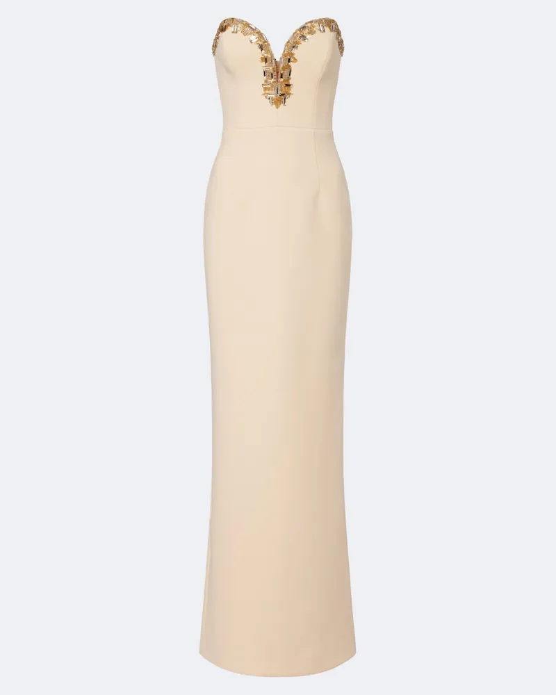 Rebecca Vallance Verzierte Bustier-Robe Alexandrite aus Crêpe Gelb