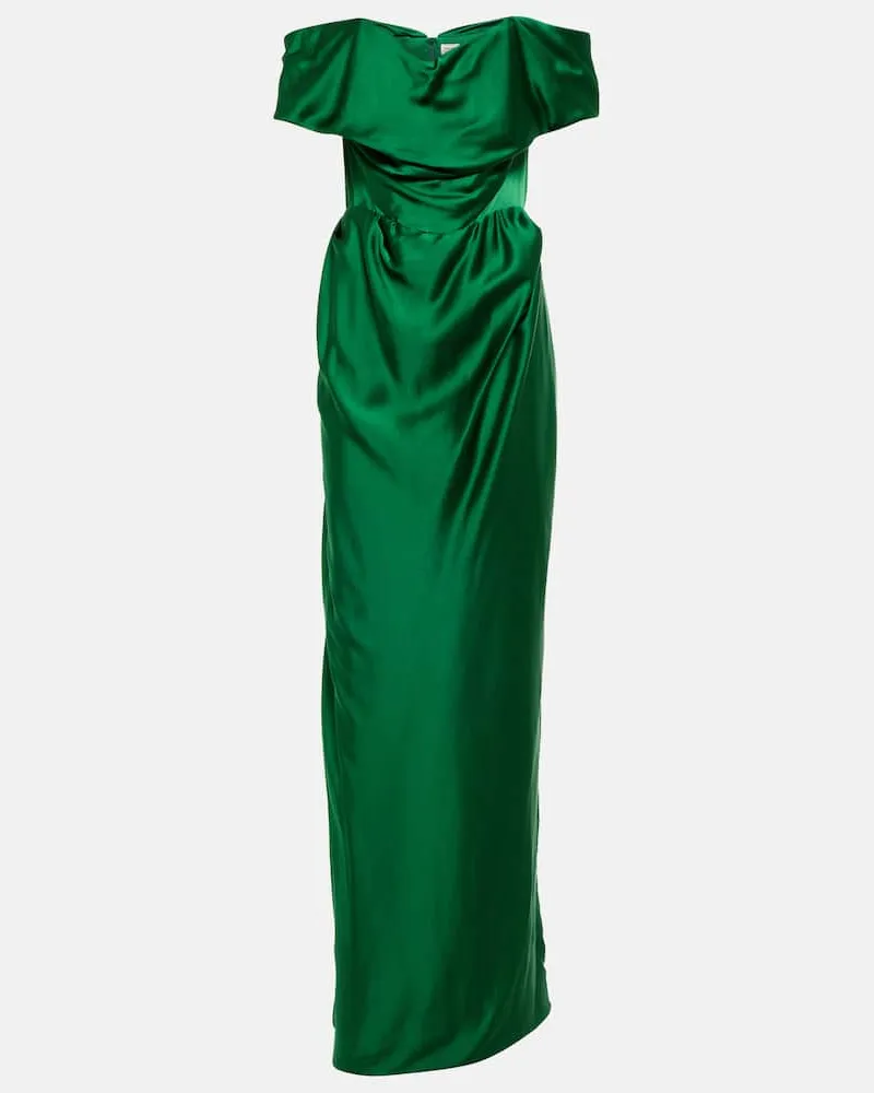 Vivienne Westwood Off-Shoulder-Robe aus Satin Grün