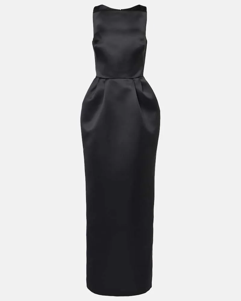 Safiyaa Bestickte Robe Trecchi aus Duchesse-Satin Schwarz