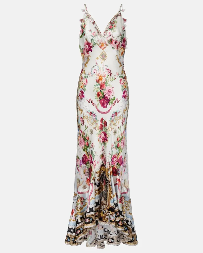 Camilla Maxikleid aus Seidensatin Multicolor