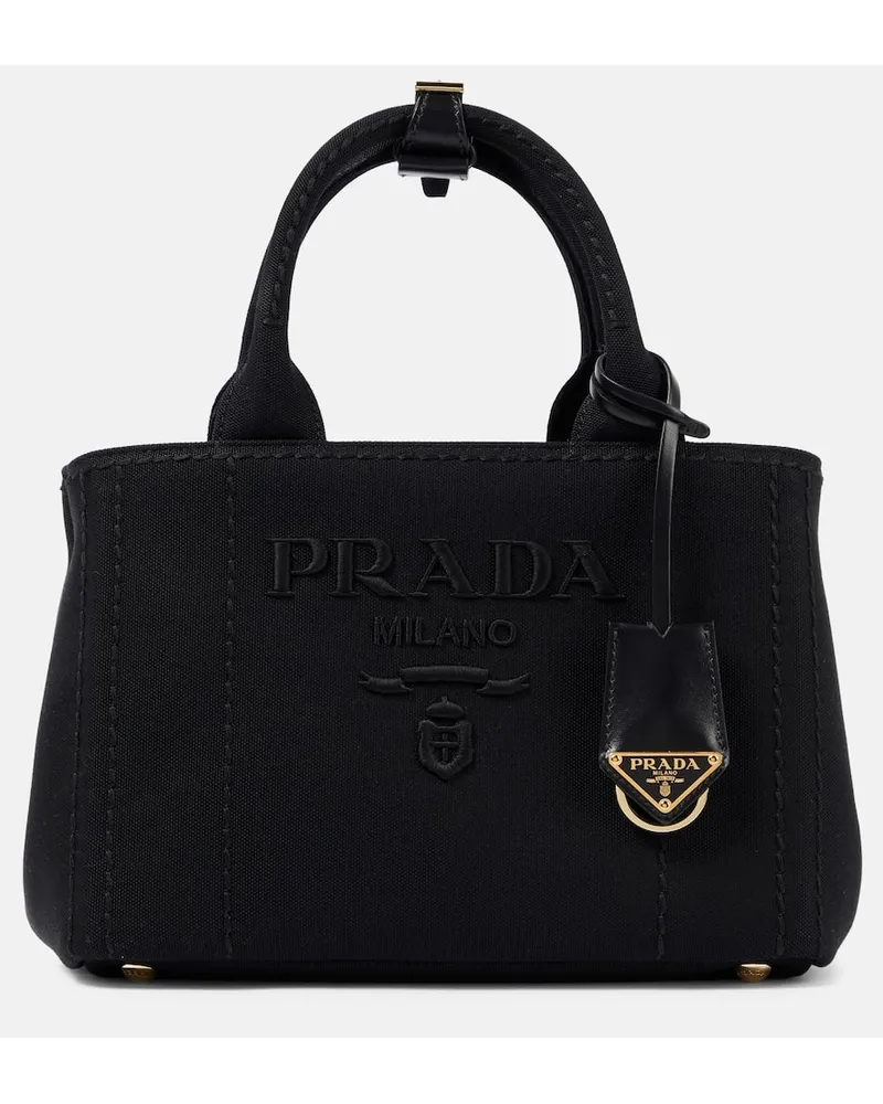 Prada Tote Giardiniera Medium aus Canvas Schwarz