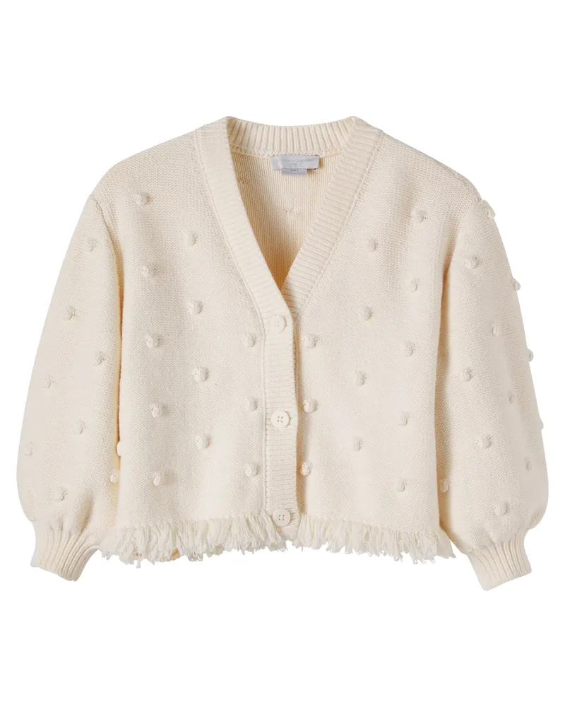 Stella McCartney Kids Cardigan aus Baumwolle und Wolle Weiß