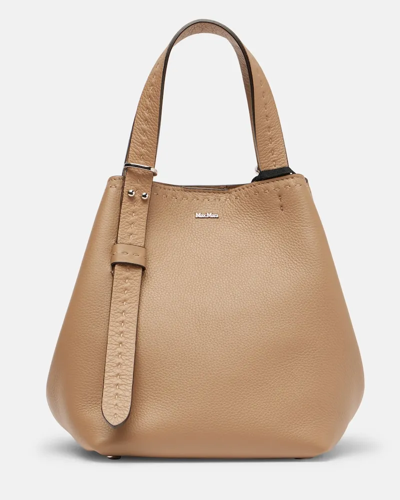 Max Mara Schultertasche Archetipo Medium aus Leder Beige