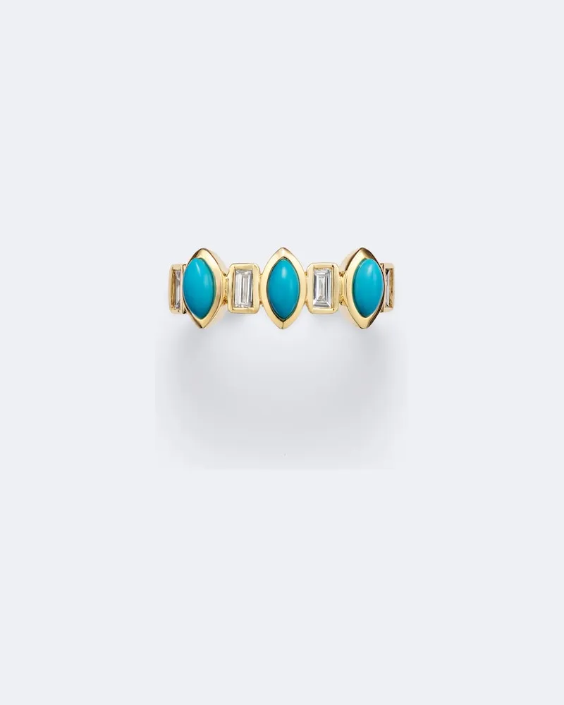 SHAY Einzelner Ear Cuff Riviera aus 18kt Gelbgold mit Diamanten und Türkis Blau