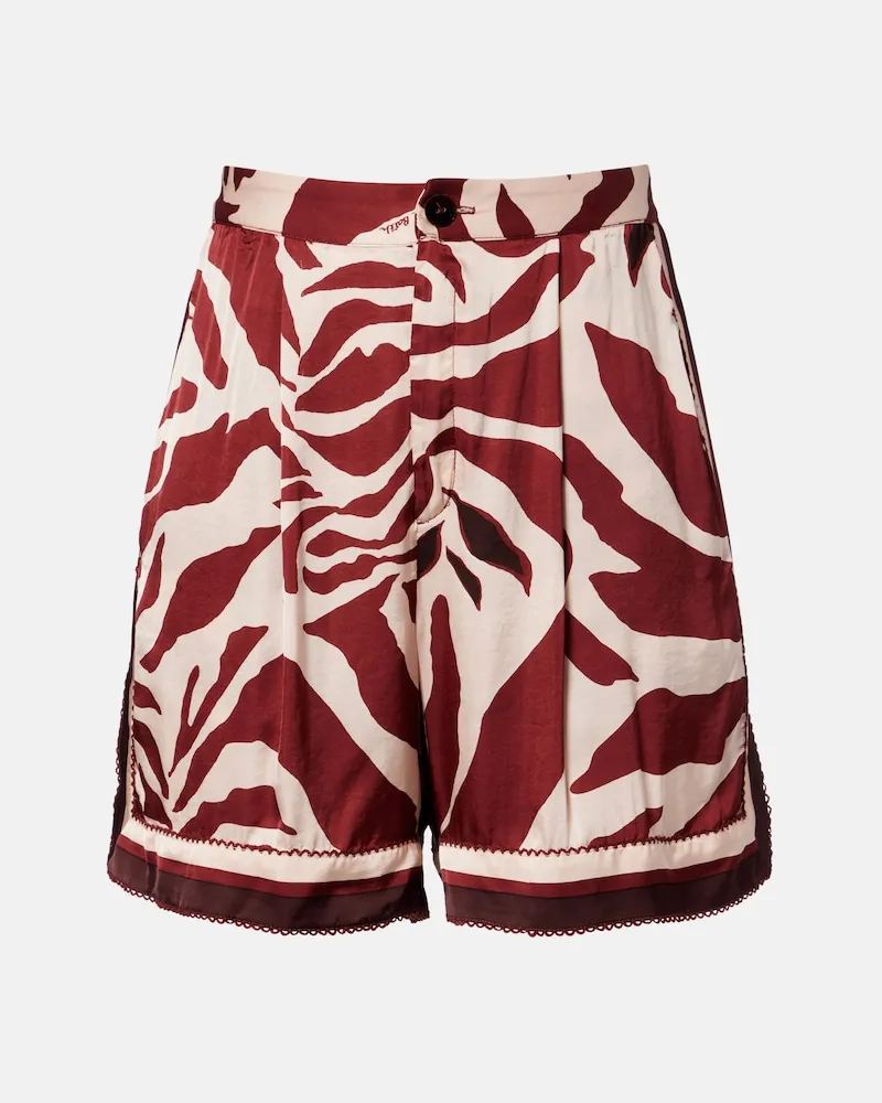 Poupette St Barth Bedruckte Shorts Isabelle aus Satin Braun