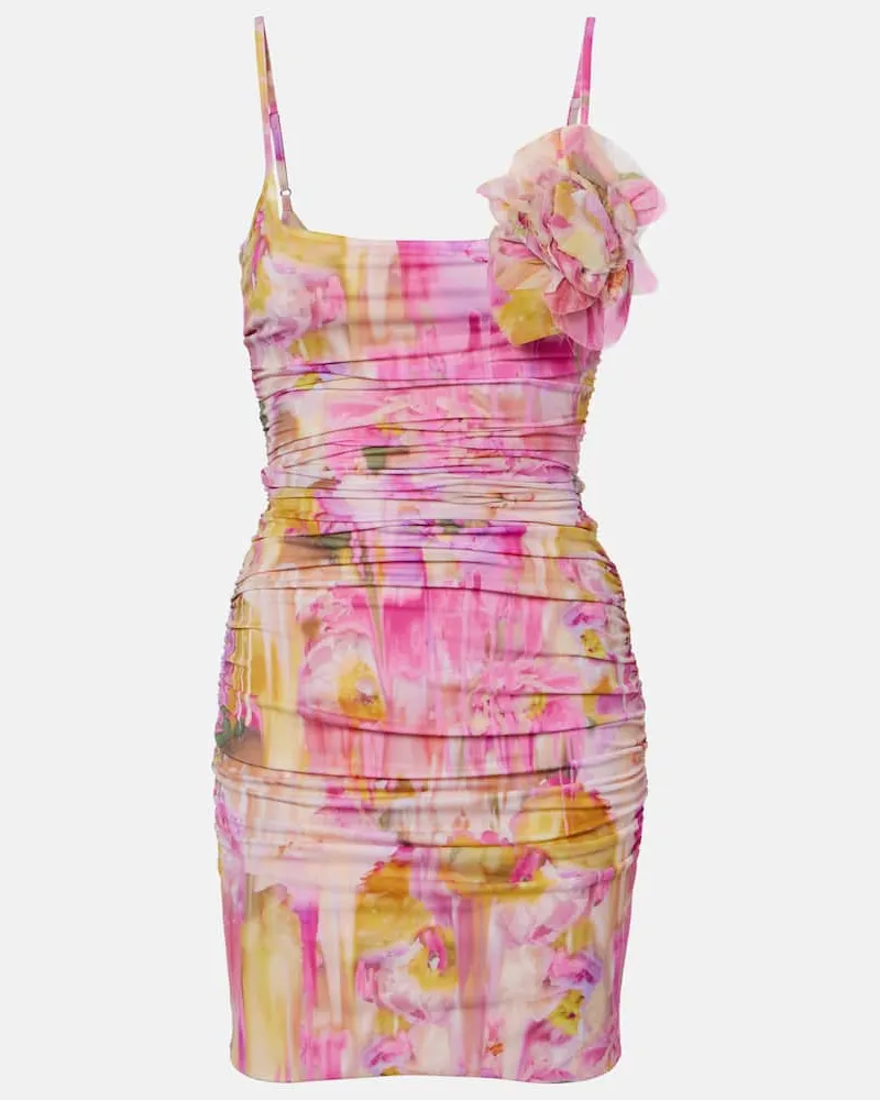 Blumarine Bedrucktes Minikleid aus Jersey Rosa