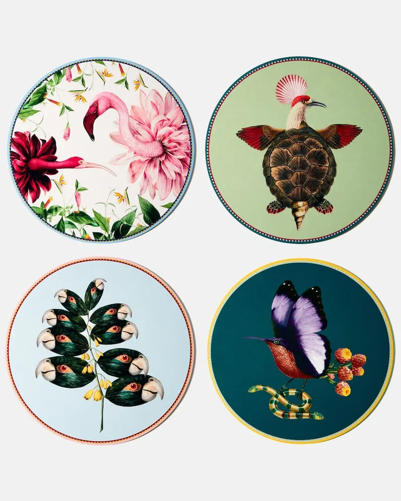 La DoubleJ Set Flying Friends aus vier Tischsets Multicolor