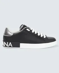 Dolce & Gabbana Sneakers Portofino aus Leder Schwarz