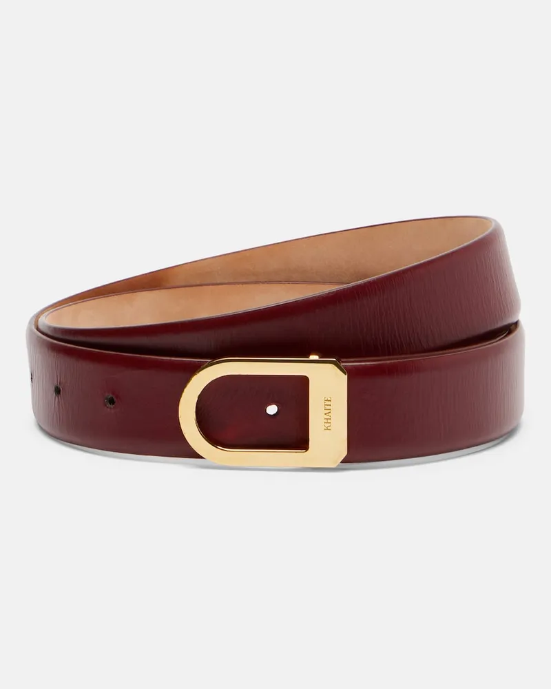 KHAITE Gürtel Saddle aus Leder Burgunderrot