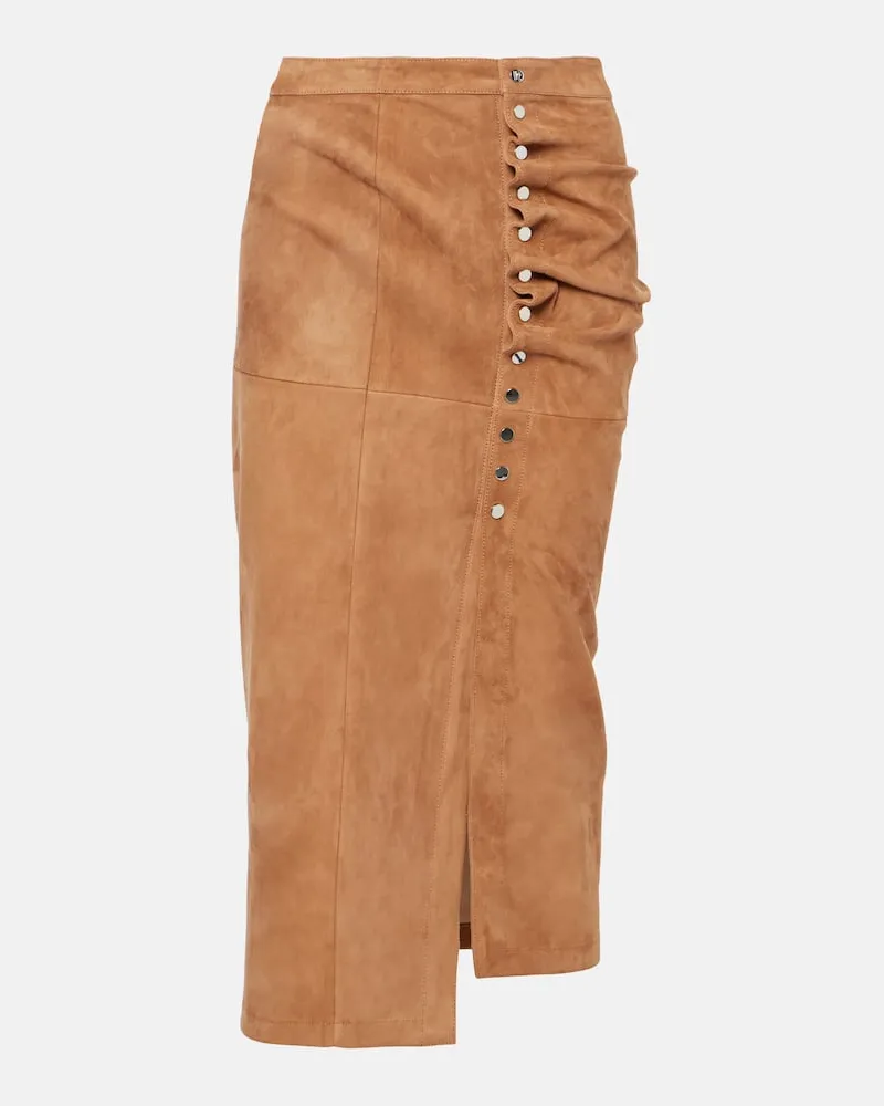 Paco Rabanne Midirock aus Veloursleder Braun