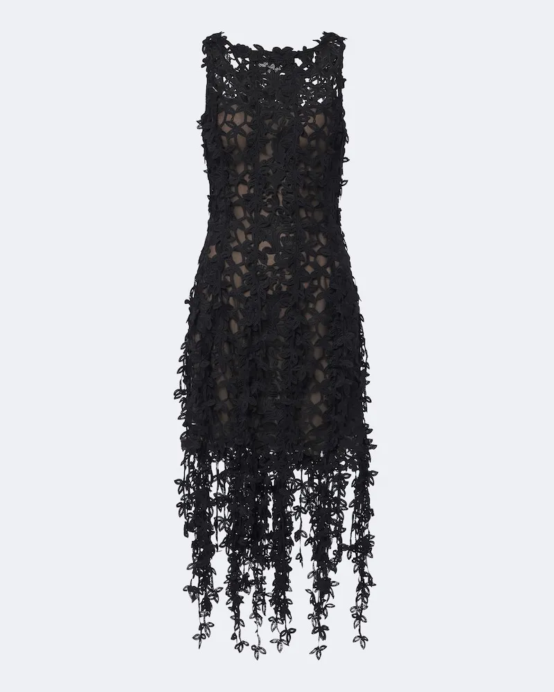 Oscar de la Renta Midikleid aus Guipure-Spitze Schwarz