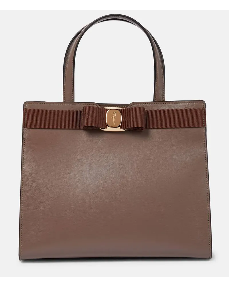 Ferragamo Tote Vara Medium aus Leder Braun