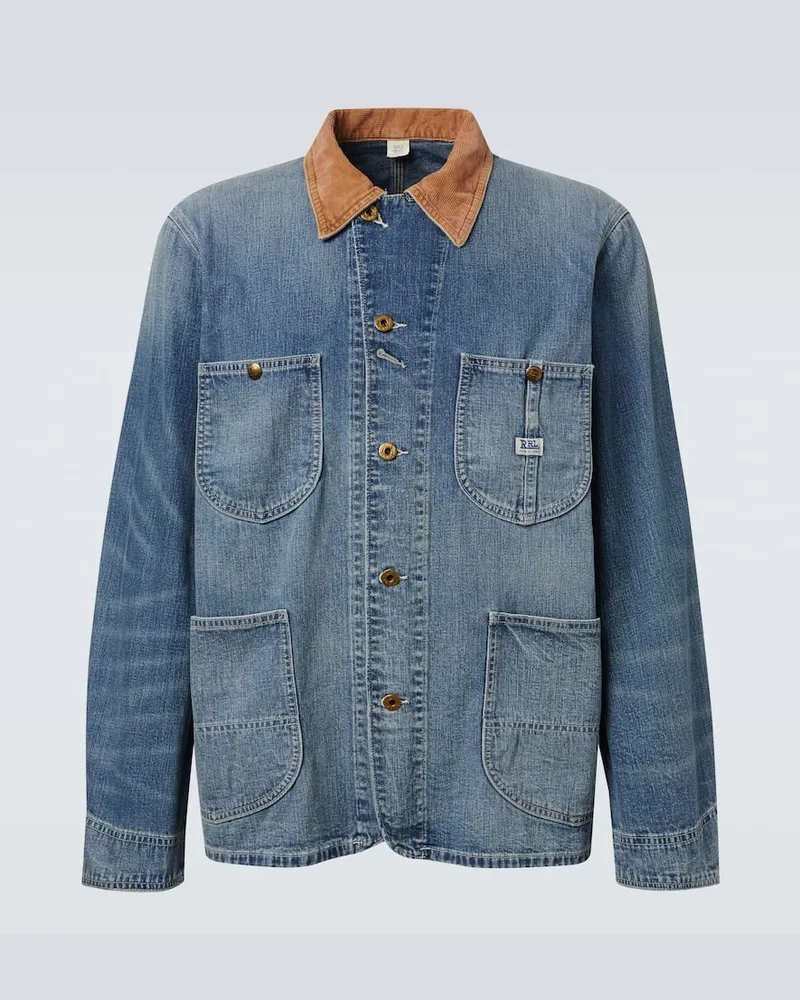 RRL Jeansjacke Stockton mit Cord Blau