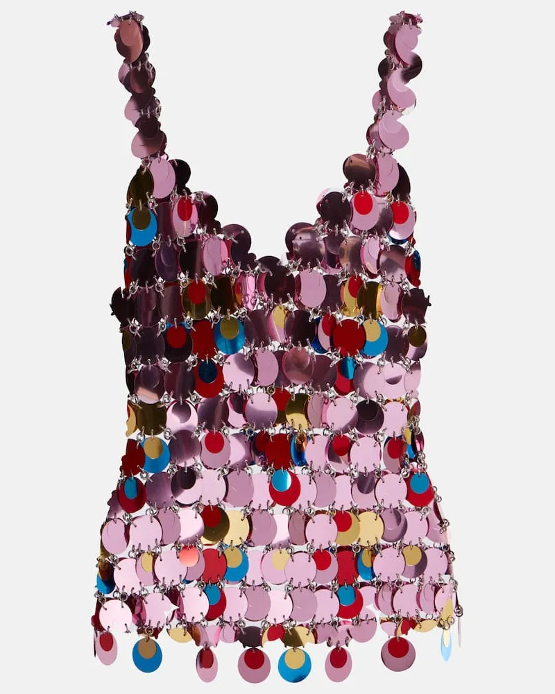 Paco Rabanne Top mit Pailletten Pink