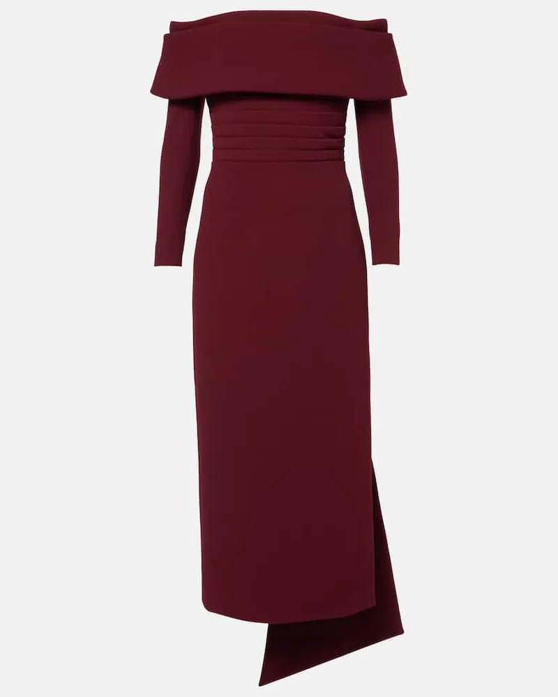 EMILIA WICKSTEAD Off-Shoulder-Midikleid Derika aus Crêpe Burgunderrot