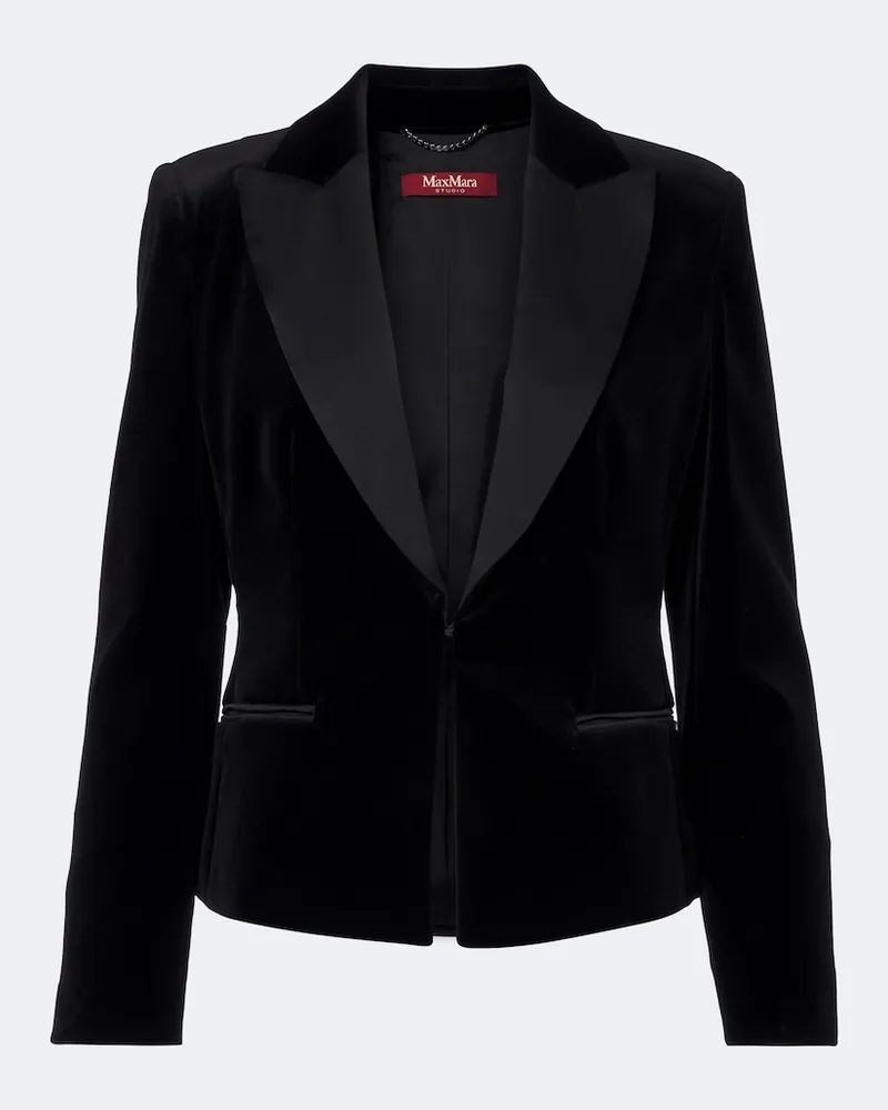 Max Mara Blazer Elegante aus Baumwollsamt mit Satin Schwarz