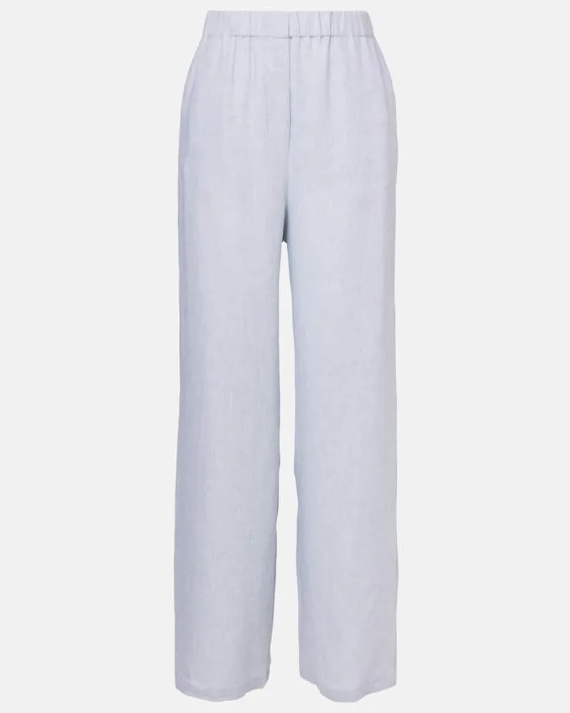 Loro Piana Weite Hose Valerio aus Leinen Blau